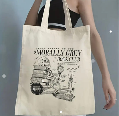 Morally Grey Bookclub Small Canvas Tote Bag