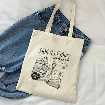 Morally Grey Bookclub Small Canvas Tote Bag