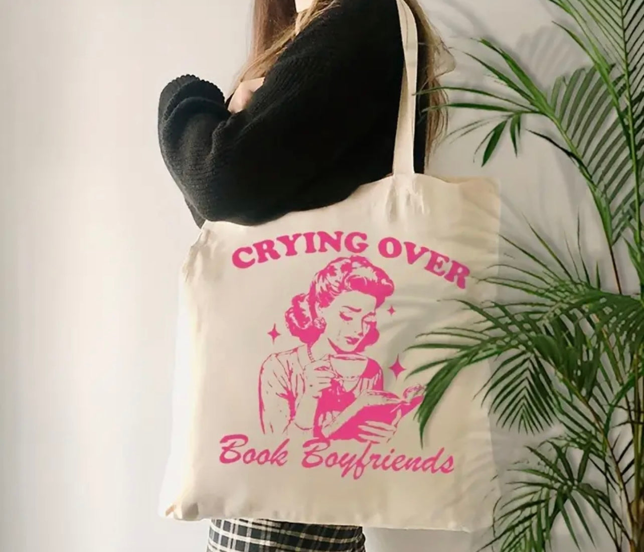 Crying Over Book Boyfriends Small Canvas Tote bag